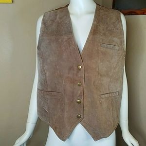 Men's 2XL Don't Stop Brown Suede Leather Dress Vest Wedding Western Formal